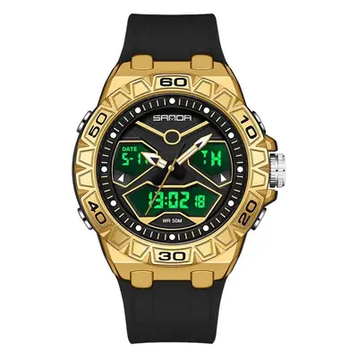 Sanda Digital Analog Sports Watch Black Waterproof Male Female