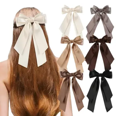 Black Silk Bow Hairpin for Girls Cross Border