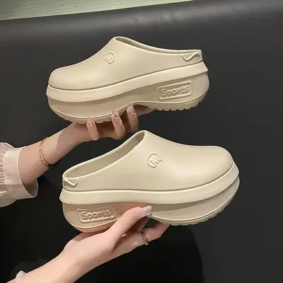 White Thick Heel Clog Sandals for Men Women