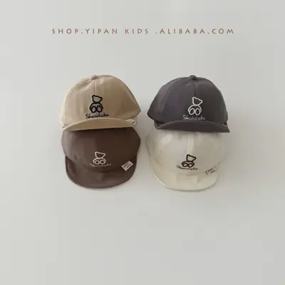 Yipan Korean Baby Hats Spring Autumn 2025 New Cartoon Bear Sun Protection Sunshade Baby Baseball Cap Wholesale