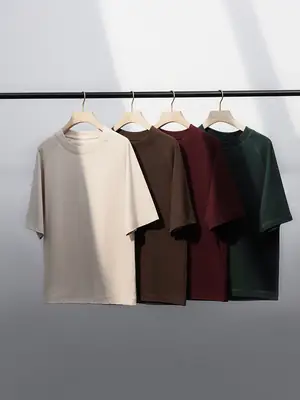 Men Black Cotton Japanese Style T-Shirt Short Sleeve