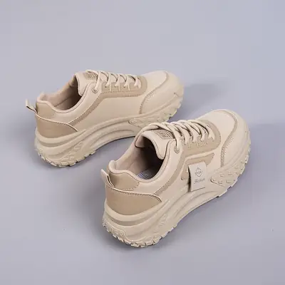 Women's Beige Thick Rubber Casual Shoes 2025
