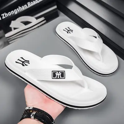 Men's White Crossbody Sandals Plus Size Casual Flip Flops