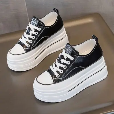 Women's White Platform Sneakers High Heel Design