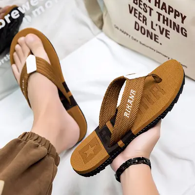Men's Green Casual Flip-Flops with Non-Slip Sole