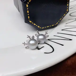 Pearl Earrings Small Sweet Cute Silver Steamed Bun