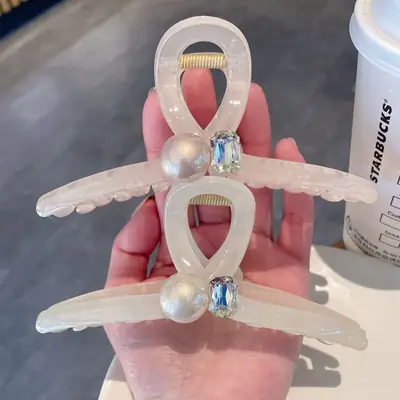 Pearl & Crystal Hair Clip for Women Elegant Updo
