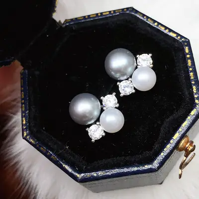 Pearl Earrings for Women with Crystal Accents