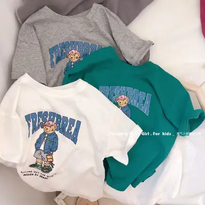 26 Summer Boys Cotton Bear Print Teal T-Shirt