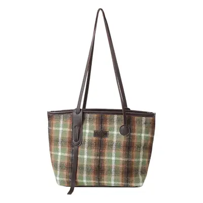 Women Plaid Wool Shoulder Bag 2024 Spring Western Style