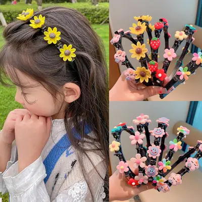 Sweet Strawberry Hair Pin Braided Hairband for Girls
