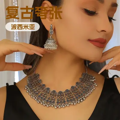 European and American Retro Exaggerated Stylish Earrings Ethnic Style Bohemian Temperament Necklace Earrings for Women Lightweight