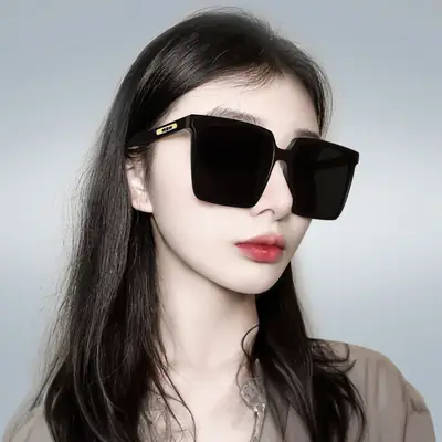 Korean Style Square Sunglasses for Men Large Frame