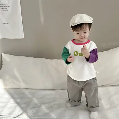 Kids Alphabet Sweatshirt Set Spring Coat T-Shirt Long Pants Boys Korean Style