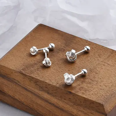 S925 Silver Korean Double Screw Earrings for Women