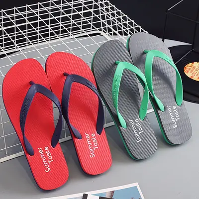 Men's Summer Flip Flops Red Green Gray Blue