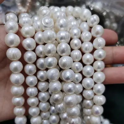 9-10mm White Pearl Beads for DIY Necklaces