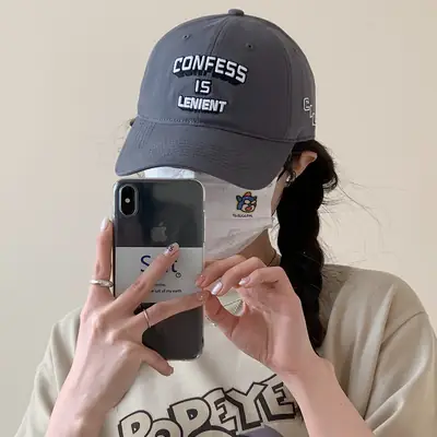 American Retro Letter Baseball Cap Women Korean All Match Big Head Deep Top Face Looking Small Ins Fashion Brand Peaked Cap