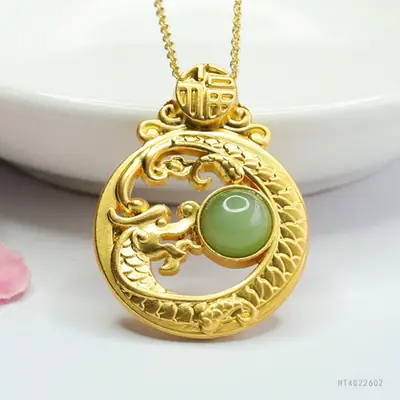 Guan Yu Jade Pendant Necklace Dragon Year Jewelry
