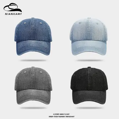 Black Denim Peaked Cap for Women & Men