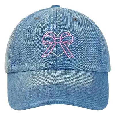 Women Blue Bow Denim Baseball Cap Spring Summer 2024