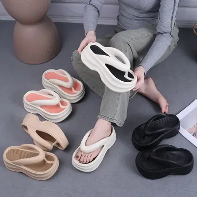 Super Thick Platform Sandals Black White Black