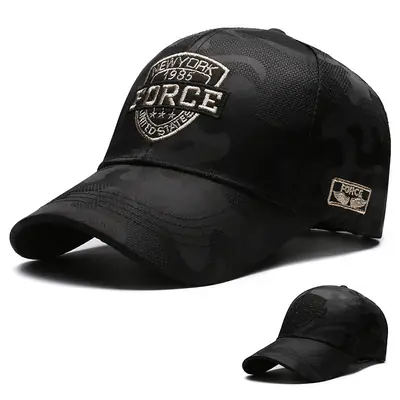 Seiko Men's Black Hard Top Baseball Cap Gold Line Embroidered Logo