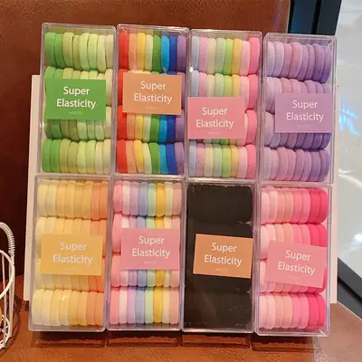 Children's Elastic Hair Ties for Girls Yellow Orange
