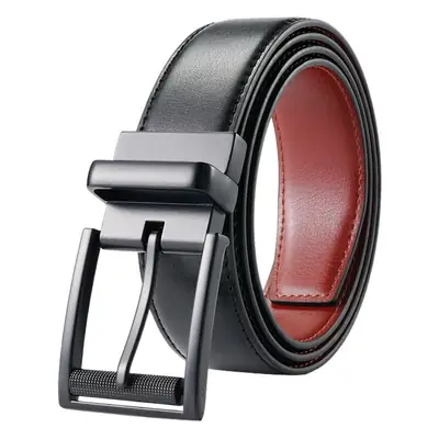 Men's Black Rotatable Belt with Red Leather Core