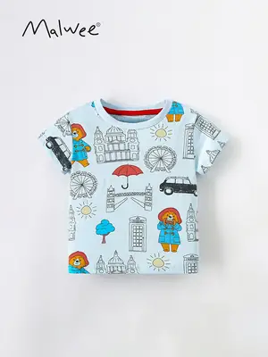 Malwee Boys Printed European T-Shirt Summer Casual Round Neck