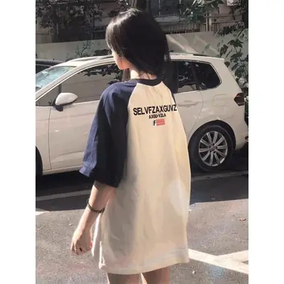 Women Cotton Raglan T-Shirt Summer 2024 Plus Size