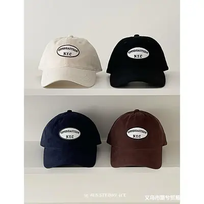 Women Black Embroidered Peak Cap Korean Style