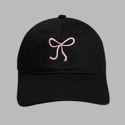 Black Bow Embroidered Baseball Cap