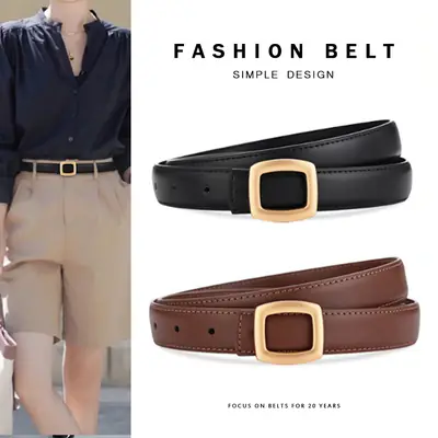 Women's Leather Belt with Buckle & 2.5cm Inner