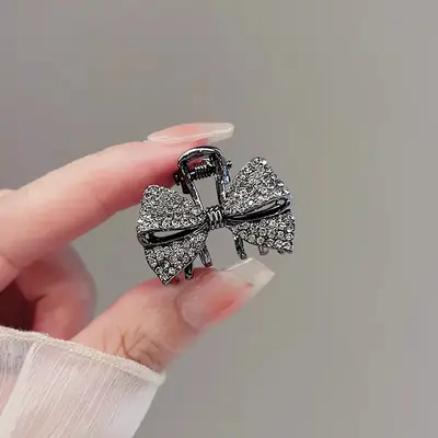 South Korea Rhinestone Bow Hair Clip Small Size Princess Hair Accessory