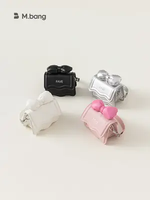 Girls Bow Mini Square Bag with Pink, Black, White