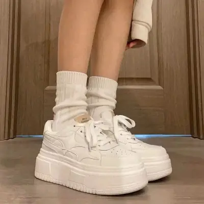 Women Platform White Sneakers 2024 College Style