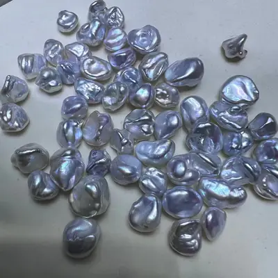 Freshwater Pearl Seedless Keshi White Beads Blue Light
