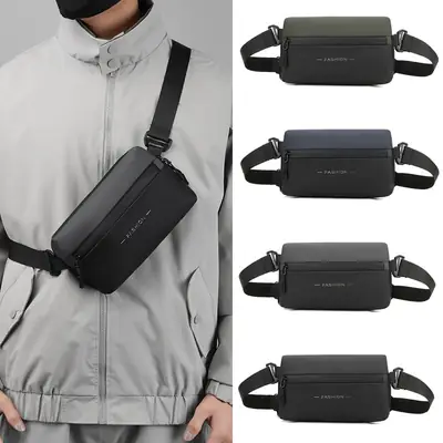 Men's Black Waterproof Crossbody Chest Bag