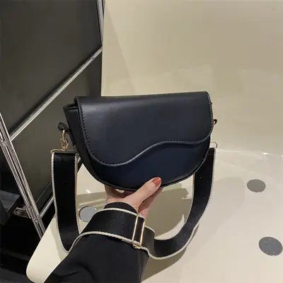 Women's Korean Style Saddle Bag with Wide Strap