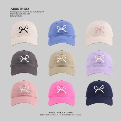 2024 New South Korea Bow Embroidered Sun-Proof Cap for Girls