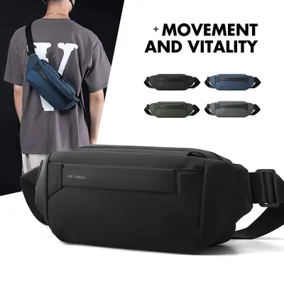 Men's Black Crossbody Messenger Bag Lightweight Casual
