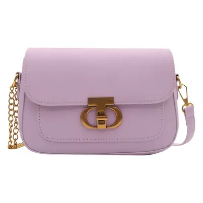 Korean Style Saddle Bag Women Brown Gold Logo