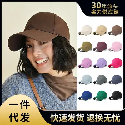 Women's Brown Cotton Baseball Cap with Back Closure