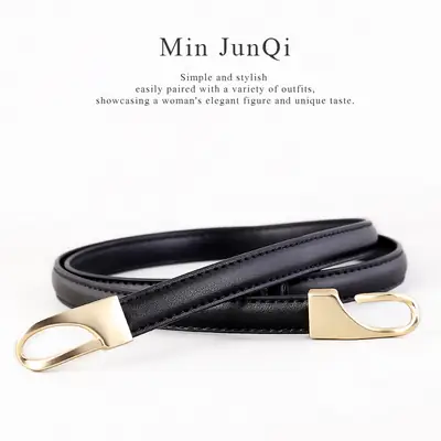 Women's Genuine Leather Waist Belt Brown Gold Clasp
