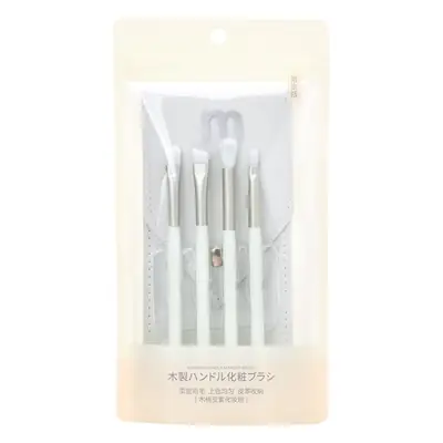 Five-Piece Wooden Makeup Brush Set with Leather Case