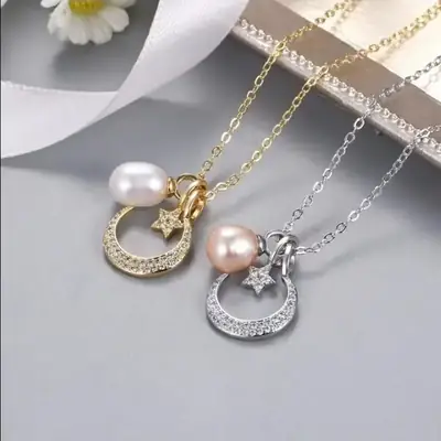 Sun & Moon Pearl Clavicle Necklace Set