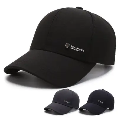 Black Baseball Cap for Men Sun Protection Casual Wear