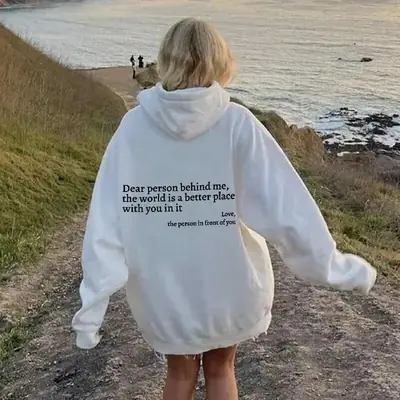 Grey Hoodie with "You Are Enough" Print