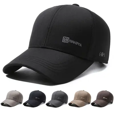 Men's Black Peak Cap Sun Hat All-Match Baseball